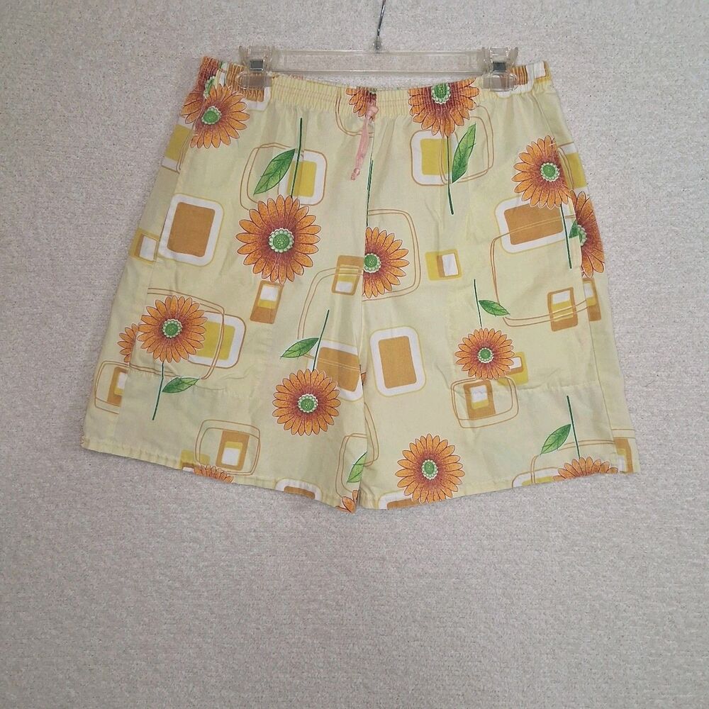 Floral Sunflower Shorts Mens Sz M/L Colorful Lightweight Wacky Summer Vacation
